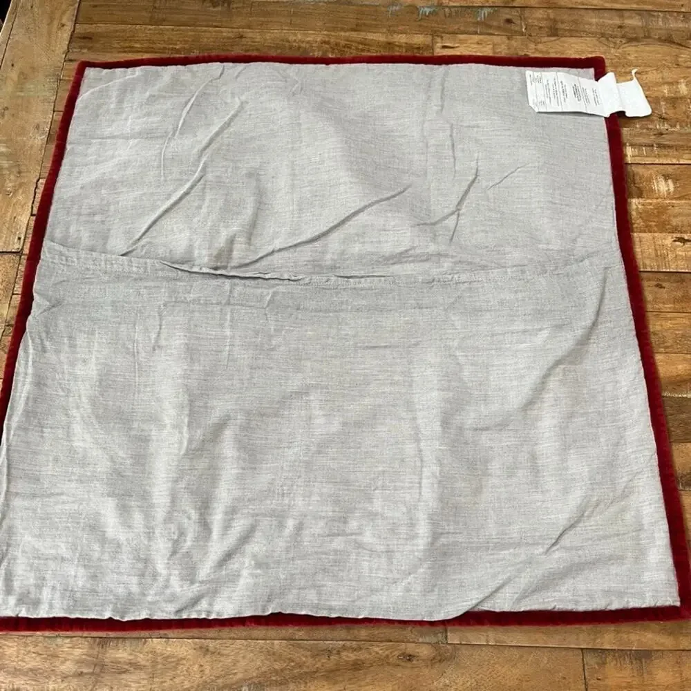 Pottery Barn Red Velvet Handcrafted Box Stitch Quilted Euro Sham Pair